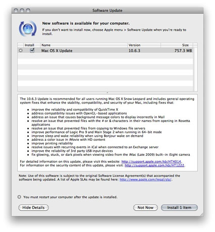 OS X 10 6 3 update